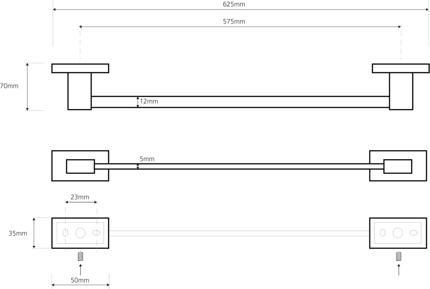 Bemeta Plaza Полотенцедержатель подвесной 62,5x7 см, цвет: хром 118104042