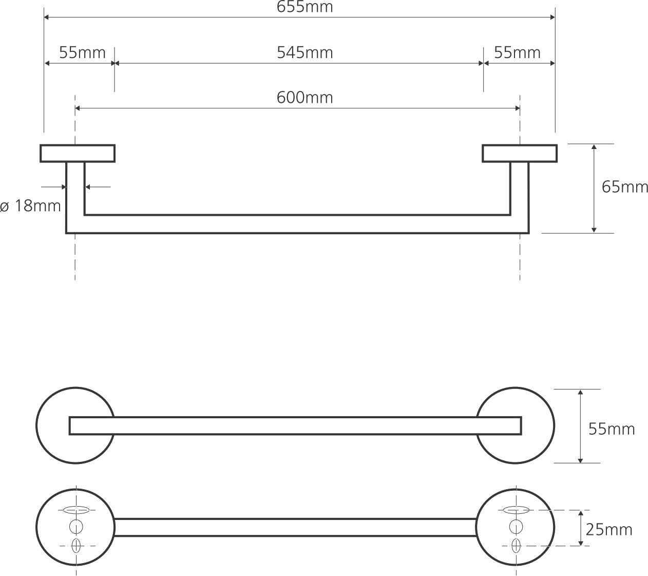 Bemeta Omega Полотенцедержатель подвесной 65,5x6,5 см, цвет: хром 104204042