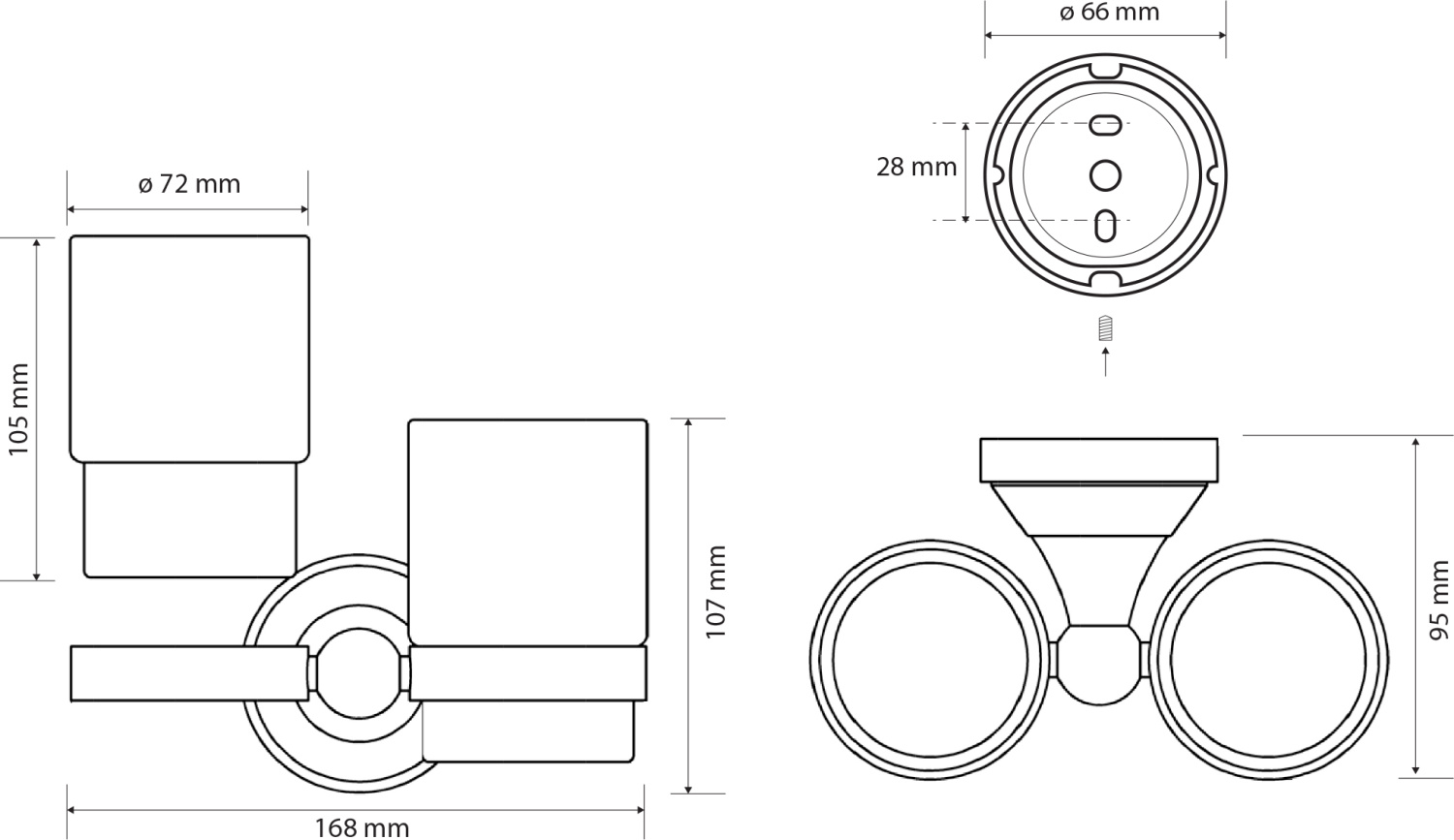 Bemeta Kera Двойной держатель зубных щеток, стаканы, цвет бронза 144710027