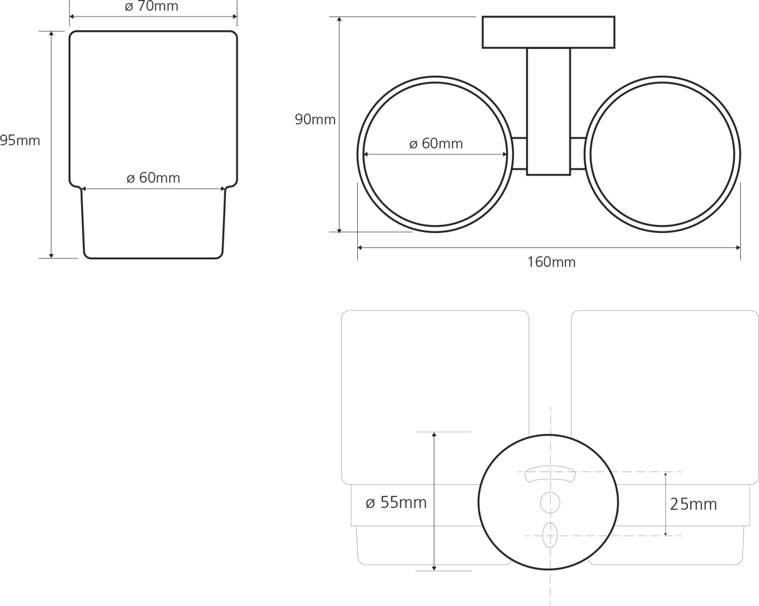 Bemeta Omega Стакан подвесной, двойной, цвет: хром 104110022