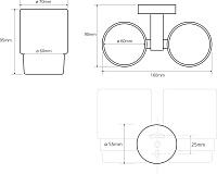 Bemeta Omega Стакан подвесной, двойной, цвет: хром 104110022