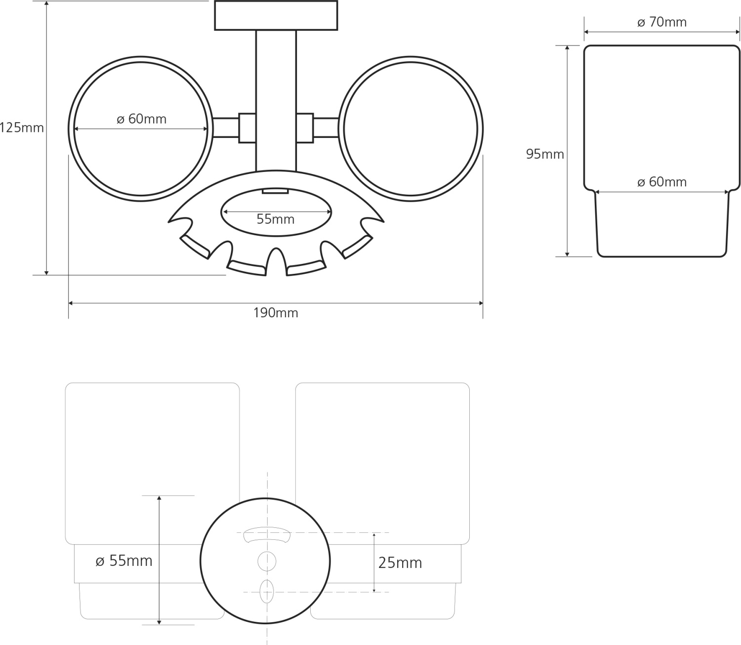 Bemeta Omega Стакан подвесной 19x12,5 см, цвет: хром 104110042