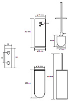 Bemeta Graphit Ершик для унитаза подвесной/напольный с латунной колбой, цвет: антрацит глянцевый 156313067