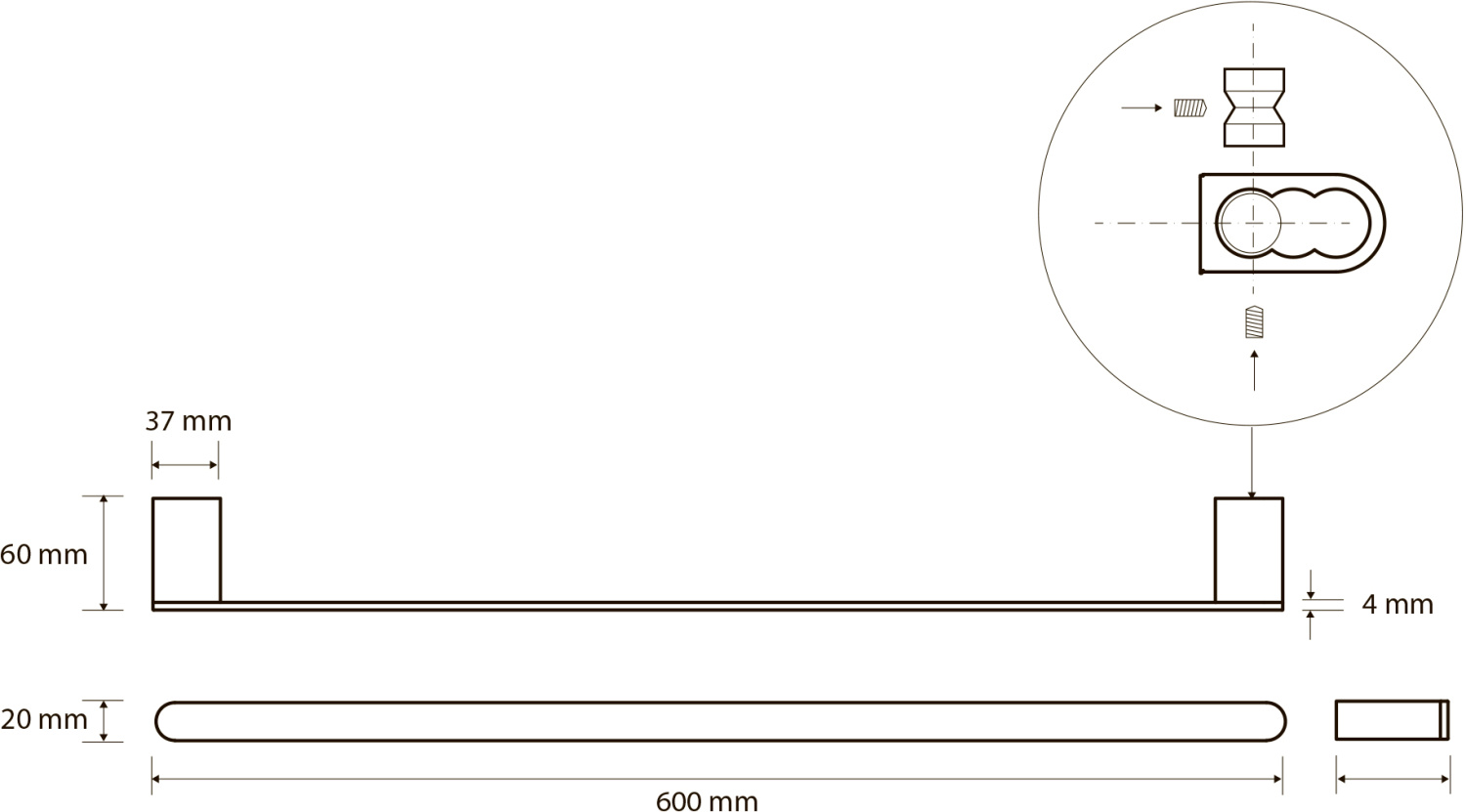 Bemeta Galla Полотенцедержатель 60 см, цвет: черный - розовое золото 108104040