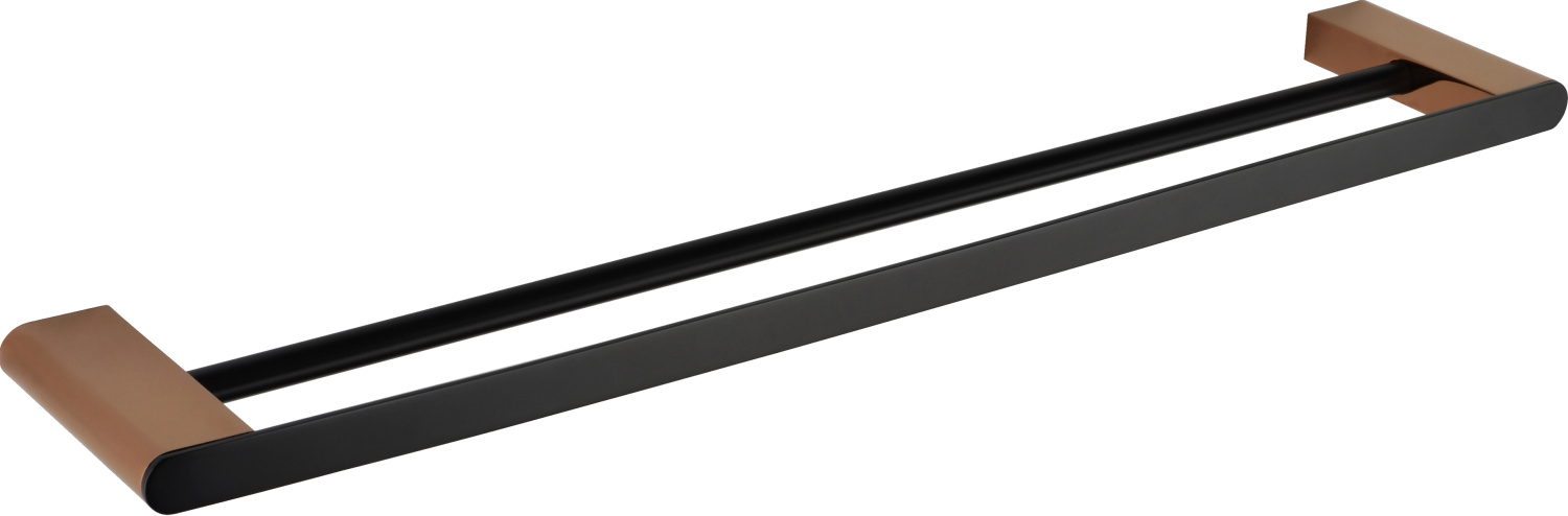 Bemeta Galla Полотенцедержатель 60 см, двойной, цвет: черный - розовое золото 108104050