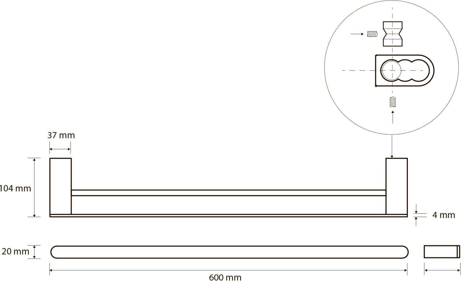 Bemeta Galla Полотенцедержатель 60 см, двойной, цвет: черный - розовое золото 108104050