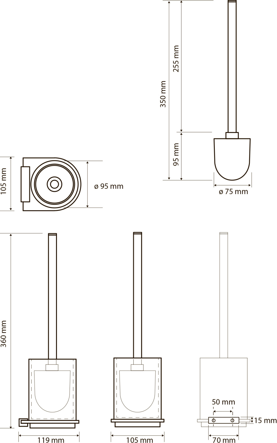 Bemeta Galla Ёршик подвесной, щётка, цвет: черный - розовое золото 108113010