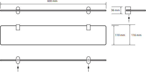 Bemeta Organic Полка стеклянная цвет: хром 157102241
