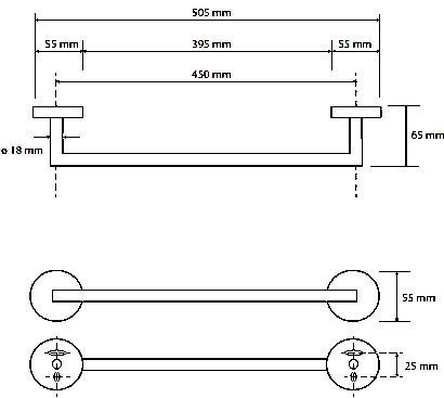 Bemeta Graphit Полотенцедержатель 45 см, цвет: антрацит матовый 156204022