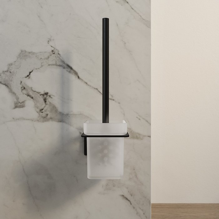 Iddis Slide Ершик для туалета, матовое стекло, цвет: черный SLIBSG0i47