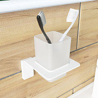 Iddis Slide Держатель со стаканом, мат.стекло, цвет: белый SLIWTG1i45