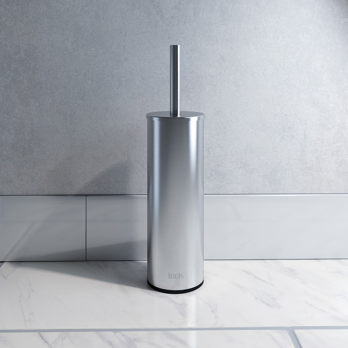 Iddis Ершик для унитаза напольный с латунной колбой, цвет: сатин BRUBR0i47