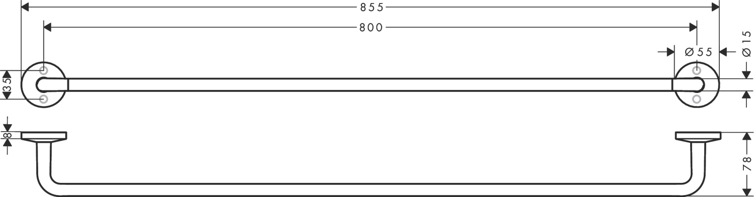 Axor Universal Circular Полотенцедержатель 80 см подвесной, латунь, цвет: матовый черный 42880670