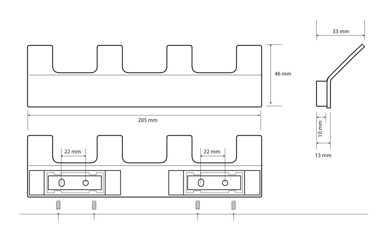 Bemeta Nero Планка с 4-мя крючками, цвет черный 135105210