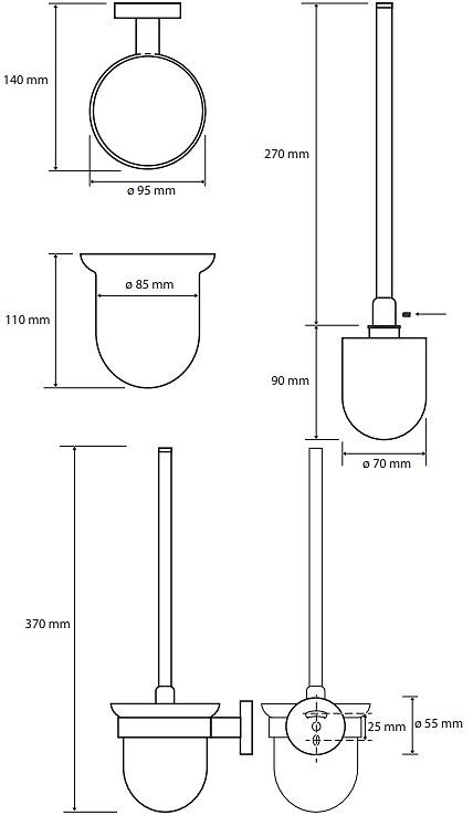 Bemeta Sablo Ёршик стеклянный, щётка чëрная , цвет: золото матовое 160113017