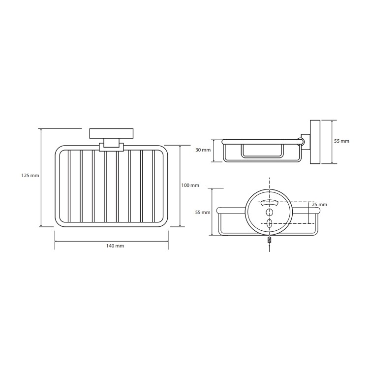 Bemeta Dark Мыльница подвесная, прямоугольная, цвет: черный матовый 104108160