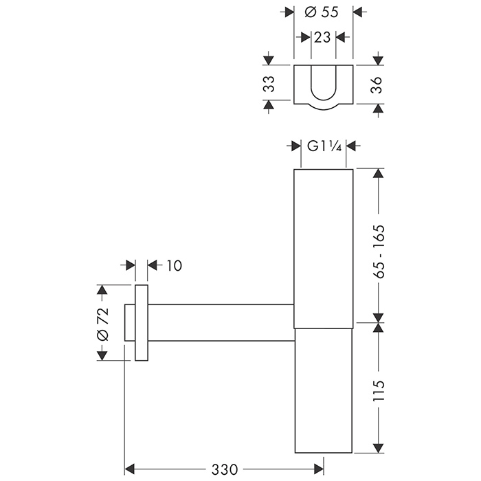 Axor Flowstar Дизайнерский сифон, цвет: шлифованный черный хром 51303340