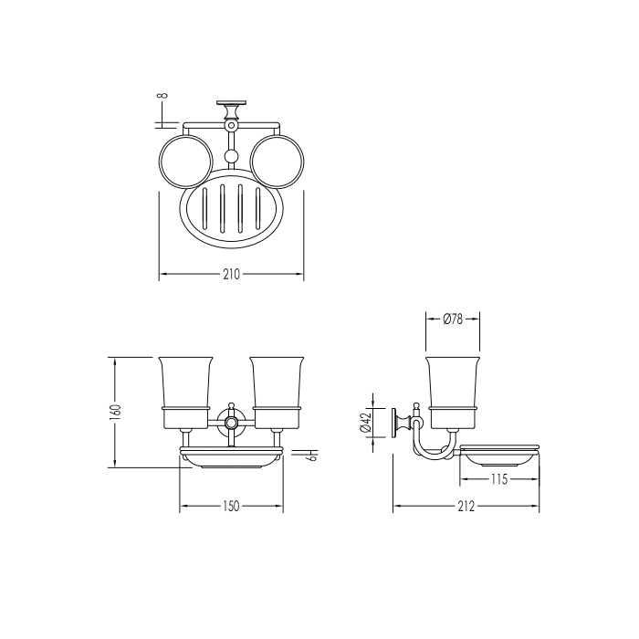 Devon&Devon First Class Мыльница и два стакана, цвет хром DD33055CR