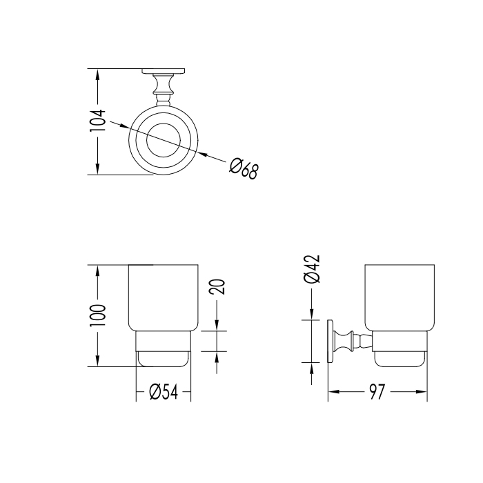 Devon&Devon First Class Стакан подвесной, керамический, цвет: никель блестящий DD33070NK