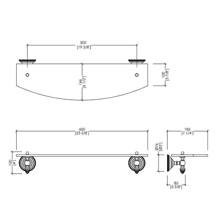Devon&Devon Gemstone Полка стеклянная 60 см, цвет никель блестящий GEM710NK