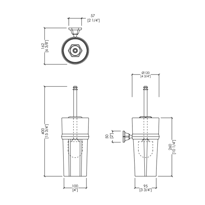 Devon&Devon Jubilee Ершик для унитаза подвесной с керамической колбой, цвет: никель JB120NK