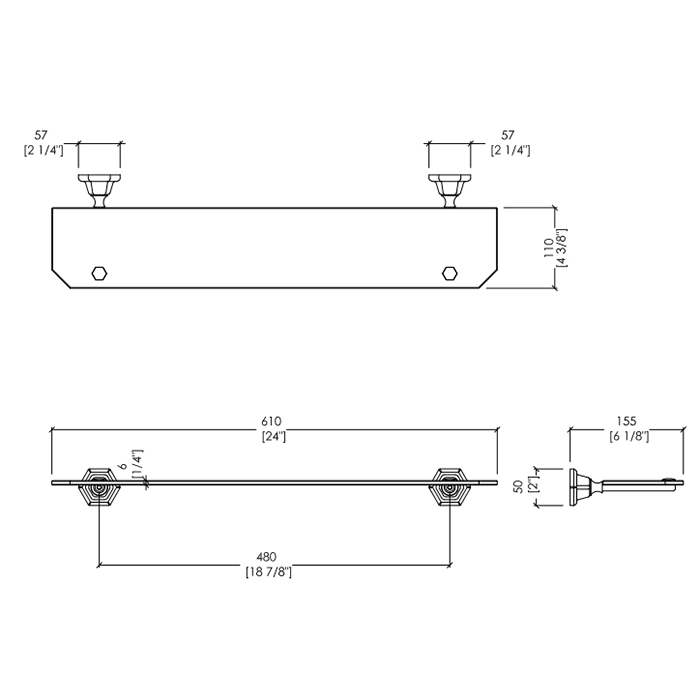 Devon&Devon Jubilee Полка стеклянная держатель хром JB110CR