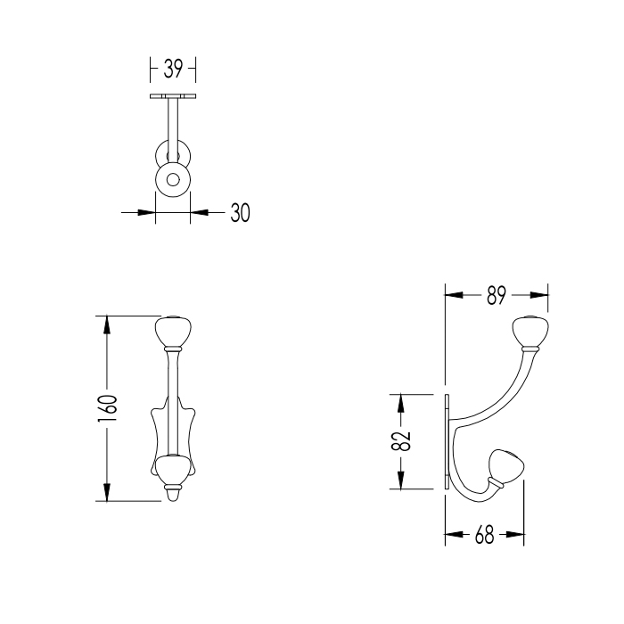 Devon&Devon Mayfair Крючок двойной, никель блестящий DD112NKS