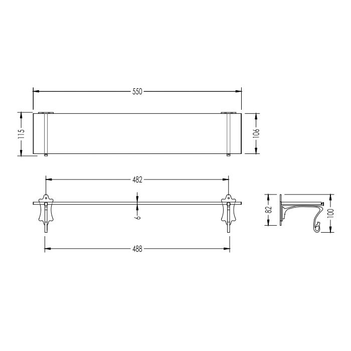 Devon&Devon Mayfair Полка стеклянная 55x11,5 см, цвет хром DD106CR