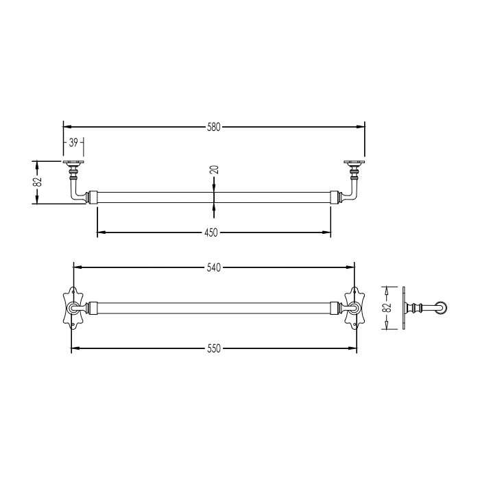 Devon&Devon Mayfair Полотенцедержатель 55 см, хром DD101CR