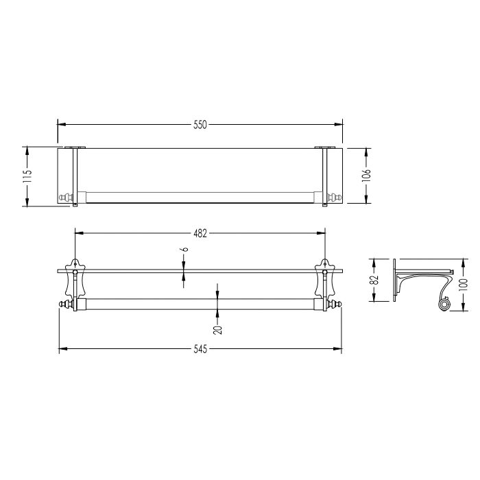 Devon&Devon Mayfair Полотенцедержатель с полочкой, хром DD105CR