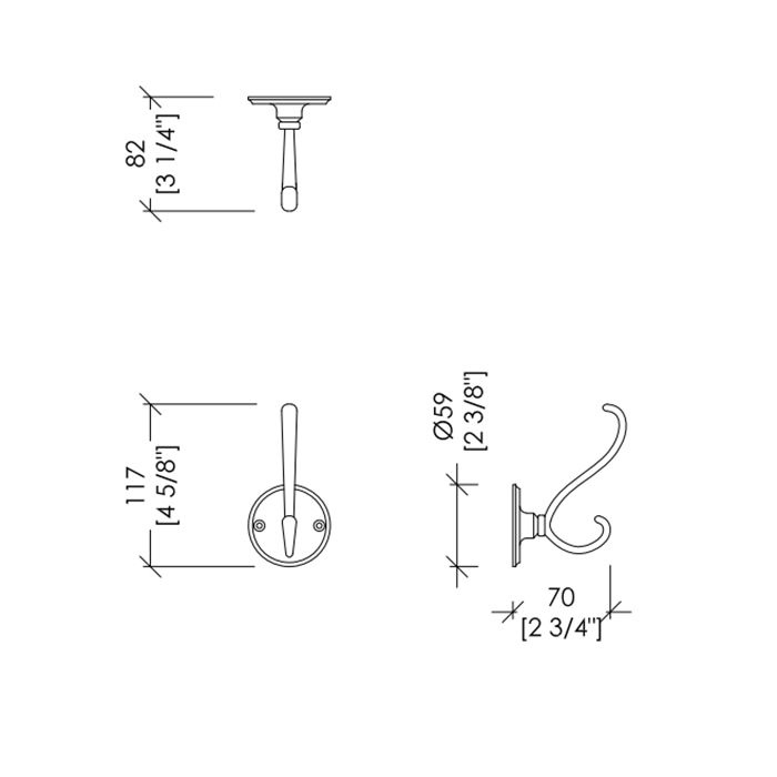 Devon&Devon Old Navy Крючок двойной, хром MIL612CR
