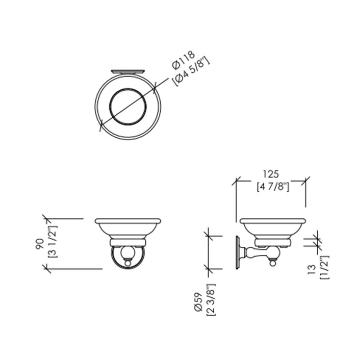 Devon&Devon Old Navy Мыльница с керамической чашей, подвесная, цвет: хром MIL604CR