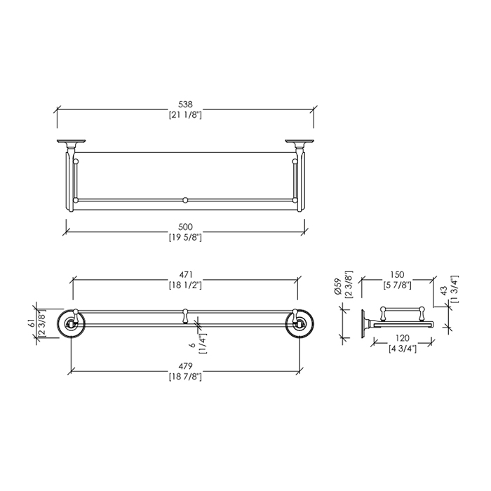 Devon&Devon Old Navy Полочка стеклянная, золото MIL602OT