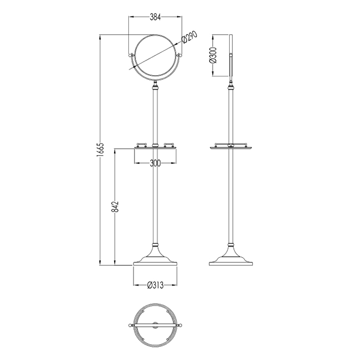 Devon&Devon Single Полочка с зеркалом на подставке, светлое золото SL10OT