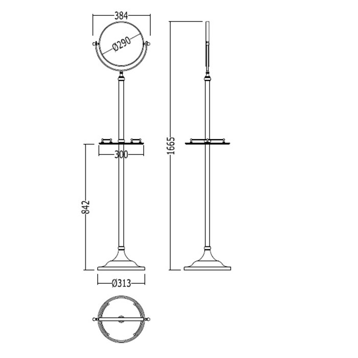 Devon&Devon Single Полочка с зеркалом на подставке, хром SL10CR