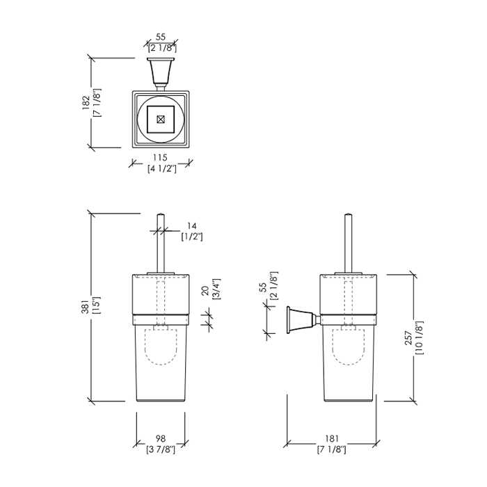 Devon&Devon Time Ершик для унитаза подвесной с керамической колбой, цвет: золото TM320OT