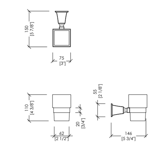 Devon&Devon Time Стакан для зубных щеток подвесной, керамический, цвет: хром TM303CR