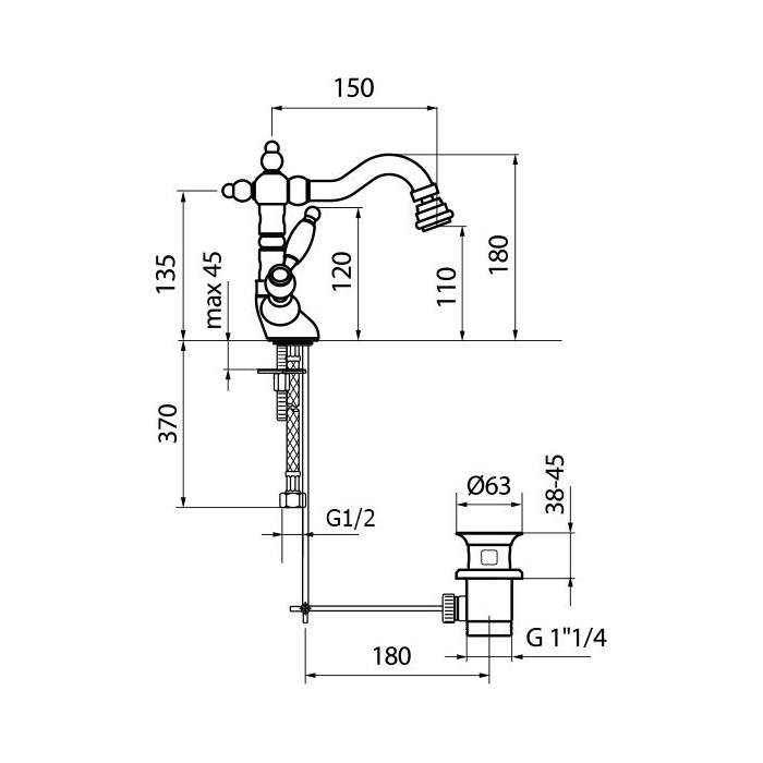 Webert Dorian Смеситель для биде, цвет: хром/белый DO710402015