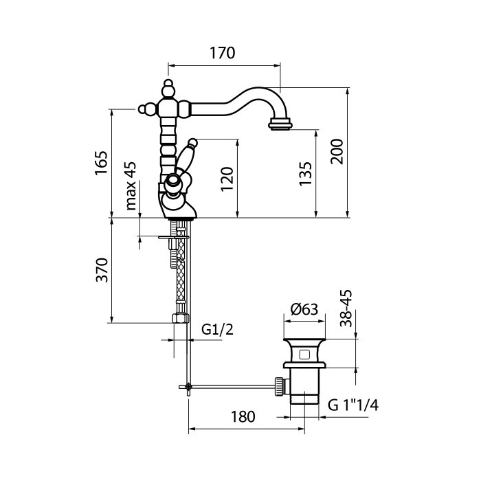 Webert Dorian Смеситель для раковины, цвет: хром/белый DO700302015