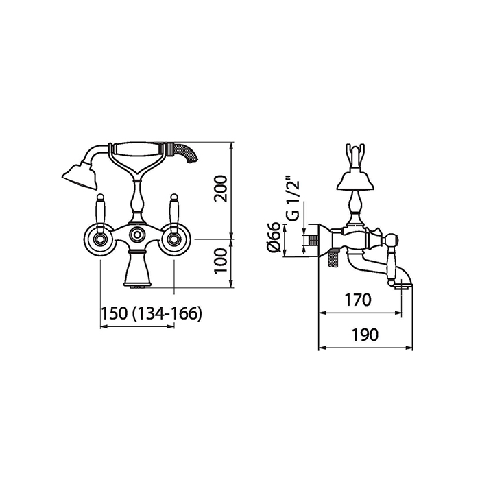 Webert Dorian Смеситель для ванны, цвет: бронза/белый DO720201065