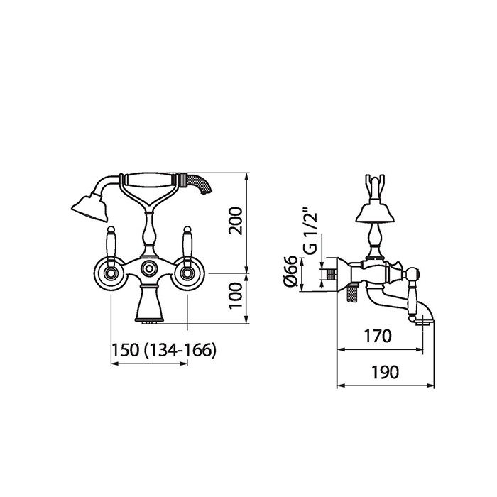 Webert Dorian Смеситель для ванны, цвет: золото/белый DO720201010