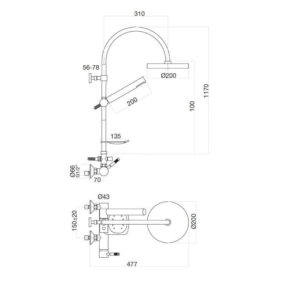 Webert Rimini Душевая система, цвет хром RI870105015