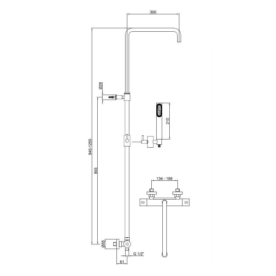 Webert Elio Душевая стойка с термостатом, цвет: никель EL980508345