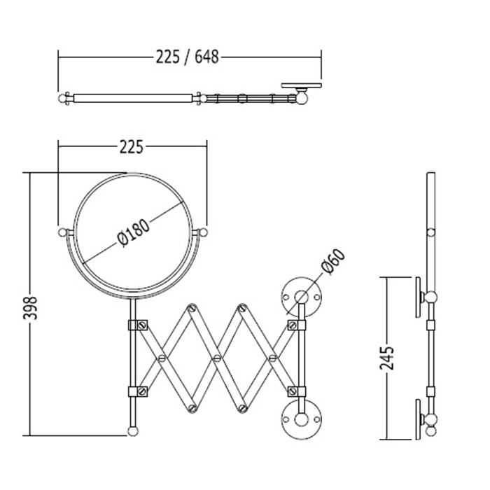 Devon&Devon Cavendish Зеркало раздвижное, цвет хром WM22CR