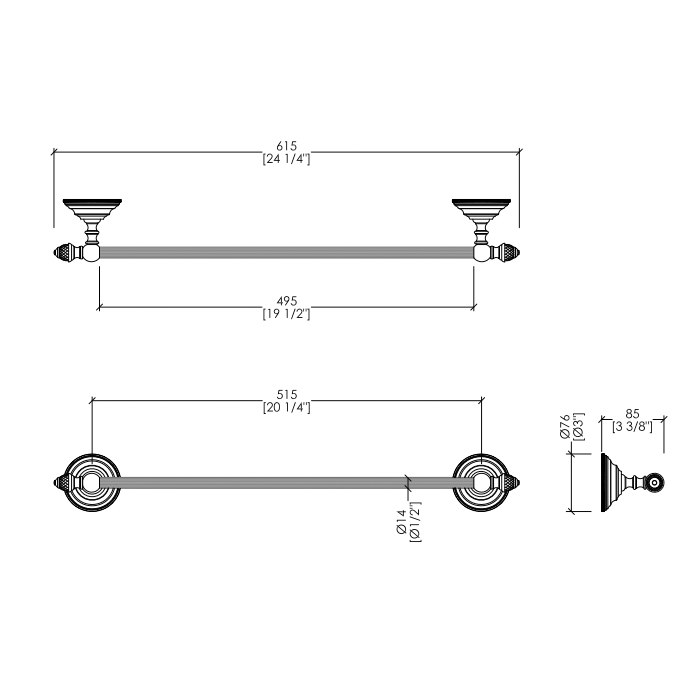 Devon&Devon Black Diamond Полотенцедержатель 61 см, цвет никель блестящий BLKD508NK