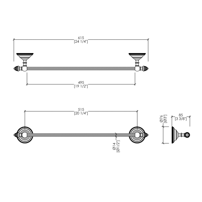 Devon&Devon Black Diamond Полотенцедержатель 61 см, цвет светлое золото BLKD508OT