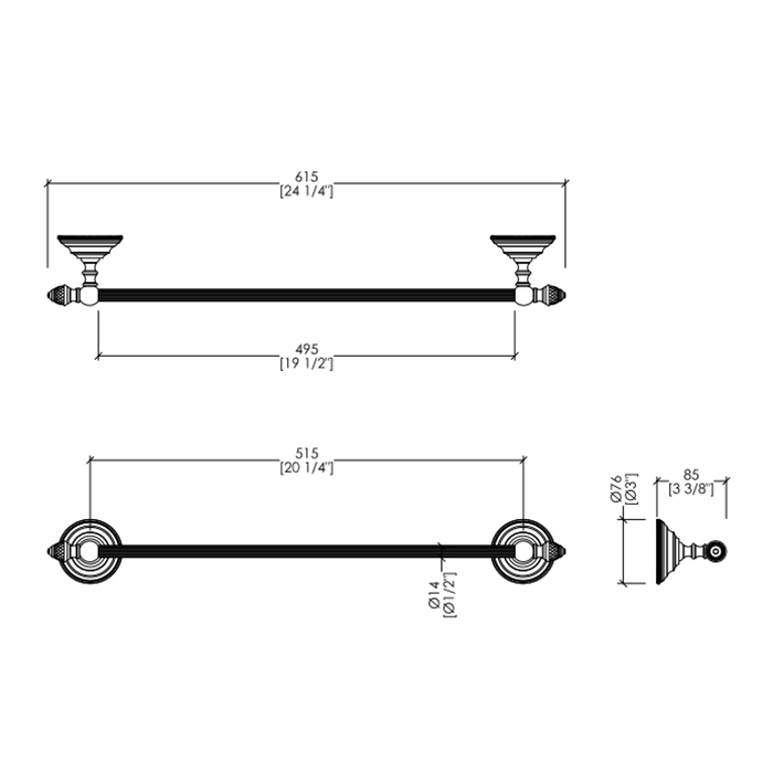 Devon&Devon Black Diamond Полотенцедержатель 61 см, цвет хром BLKD508CR