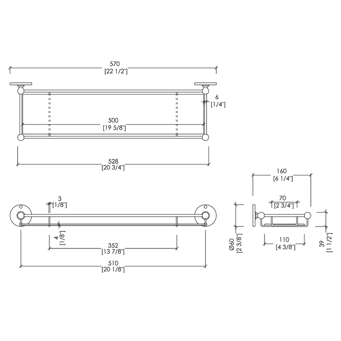 Devon&Devon Cavendish Полочка стеклянная, цвет золото WM10