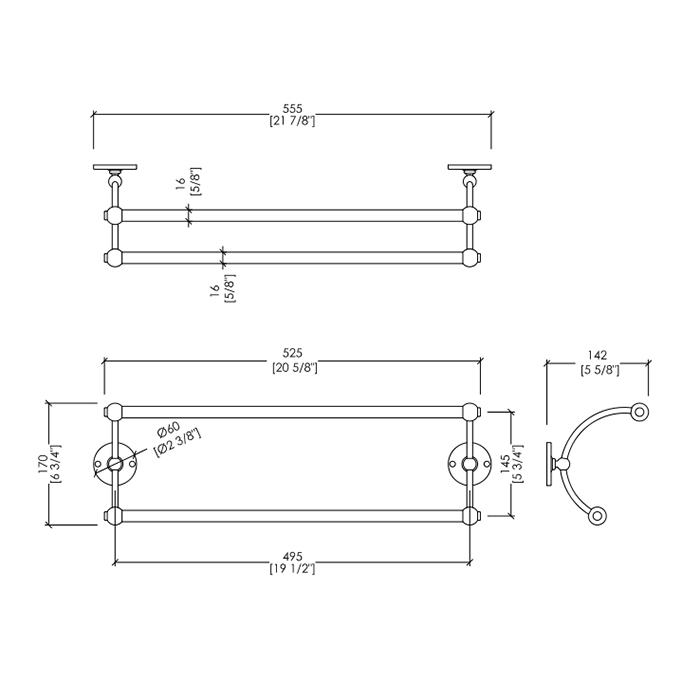 Devon&Devon Cavendish Полотенцедержатель двойной, цвет золото WM09
