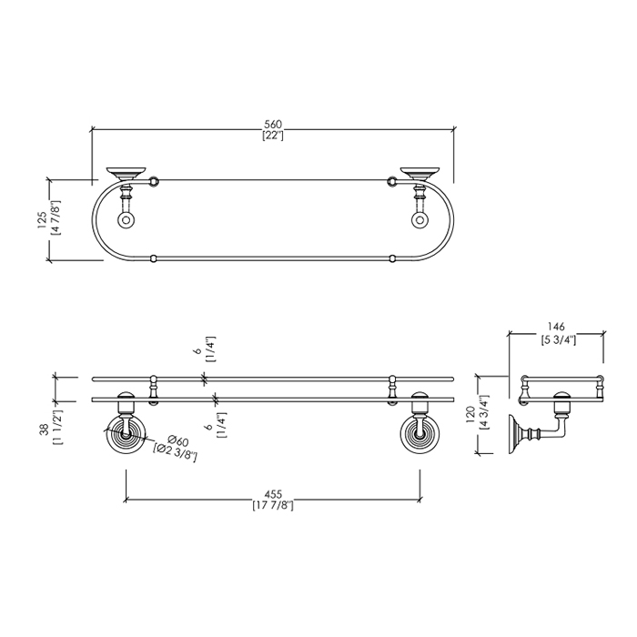 Devon&Devon Chelsea Полочка стеклянная, цвет хром DD218CR